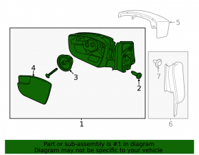 Left side mirror complete Ford Escape MK3 17-19 rest, 3 pins, structure