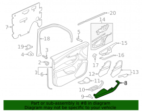 Front right door trim armrest for Audi Q7 16-19, leather, black, with overlay, with backlight