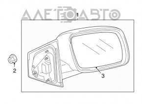 Left side mirror assembly Dodge Journey 11-15 heated, structure