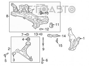 Front subframe burdock left Kia Forte 19-24