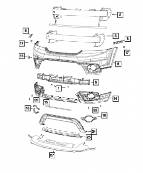 Right fog light frame Dodge Journey 14-20 Crossroad complete 2 parts