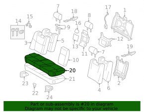 Rear seat 2nd row Toyota Avalon 2010 gray cloth