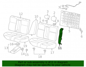Left rear seat side panel for Acura ILX 13-15, black leather, dented