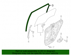 Rear left glass seal Hyundai Tucson 16-21