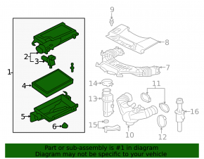 Right air filter housing for Lexus LS460 07-17