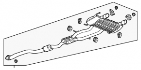 Cadillac ATS 13-2.0T Exhaust Pipe with Barrel Missing Middle Can
