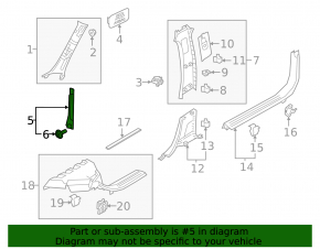 Front pillar trim middle left Volvo XC40 19-25 black
