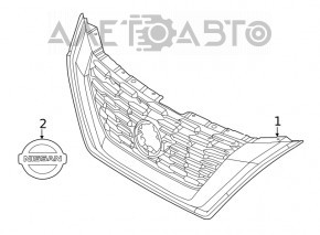 Radiator grill assembly Nissan Rogue 21-23 without camera JP built