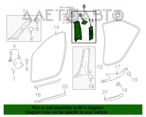Left center pillar trim, upper belt, Toyota Camry v70 18-24 beige