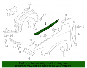 Seal wing hood-wing left Nissan Maxima A36 16-23