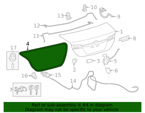 Toyota Camry V50 12-14 trunk lid seal (USA)