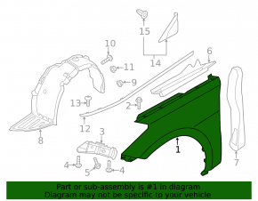 Front right fender Hyundai Azera 12-17