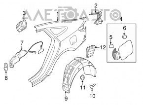 Quarter wing rear left Hyundai Sonata 15-19 black, small dents