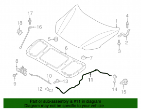 Hood release cable rear Hyundai Elantra AD 17-18
