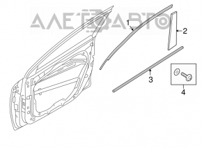 Molding door-glass central front left Hyundai Elantra AD 17-20 chrome