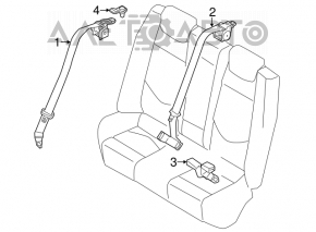 Rear seat belt central Hyundai Elantra UD 11-16 black