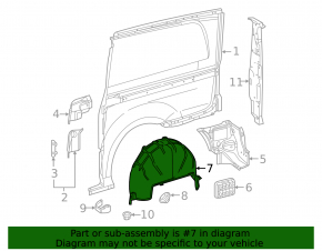 Rear right fender liner Mercedes Metris W447 16-23