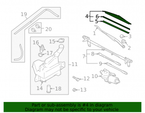 Right wiper blade Mazda6 09-13