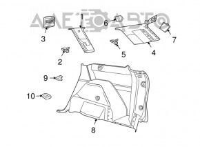 Rear pillar trim front window right Dodge Journey 11-20 for 3 rows, gray, scratch