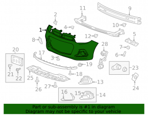 Front bumper, bare, Chevrolet Spark 2016-2018