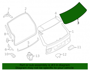 Rear glass of the trunk door BMW X5 F15 14-18 tinted