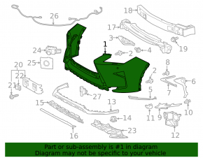 Bare front bumper Lexus RX350 RX450h 16-19 for parking sensors, without headlight washers