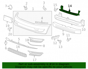 Front bumper mount central VW Passat b7 12-15 USA
