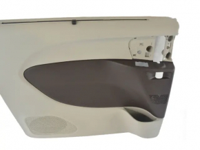 Rear left door panel for a Chrysler Pacifica 17-24, under the curtain, gray with black leather, scratches, scuffs