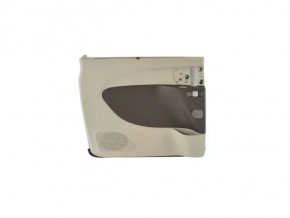 Rear left door panel for a Chrysler Pacifica 17-24, under the curtain, gray with black leather, scratches, scuffs
