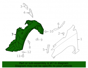 Front left fender liner Nissan Sentra 13-19