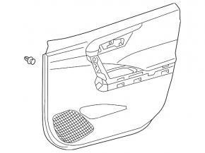 Front left door panel for Toyota Rav4 19-25, black leather, blue stitching