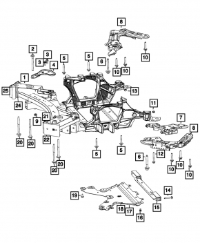 Front subframe Jeep Grand Cherokee WL 22-26 PHEV, for disconnectable stabilizer