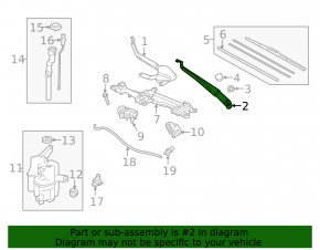 Left windshield wiper arm for Toyota Prius V 12-17