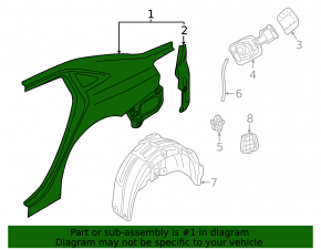 Quarter wing rear right Audi A3 22-26