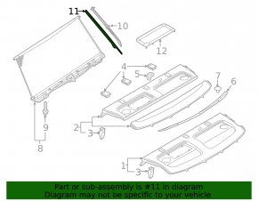 Right rear curtain guide trim for Audi A6 C8 19-23 gray