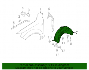 Front left fender liner Audi Q7 4L 07-09
