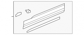 Lower rear left door trim panel for VW Tiguan 18-24 with chrome, R-Line, blue, swollen chrome, glued on