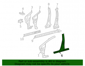 Left center pillar for Toyota Prius 30 10-15