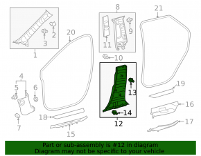 Lexus RX350 RX450h 16-22 black lower right center pillar trim