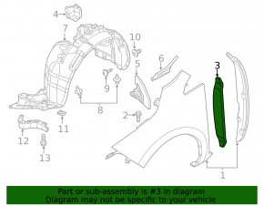 Wing seal door-wing left Nissan Leaf 11-12