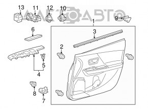 Door trim panel, front left, Toyota Prius V 12-14, light gray cloth
