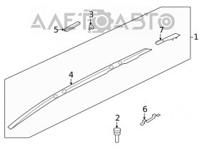 Longitudinal roof rail left Nissan Rogue 21-23 JP built