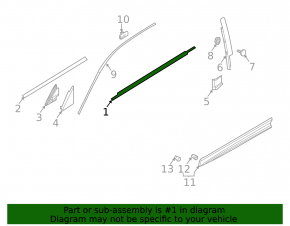 Door-glass molding, central front left, Audi Q5 80A 20-24 chrome