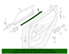 Rear right inner door glass seal Hyundai Santa FE Sport 16-18