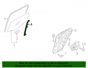 Kia Sportage 23-26 rear right door glass guide