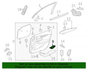 Mercedes C-class W205 15-21 inner front left door handle, dark gray