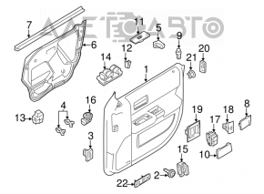 Door trim card front right Ford Flex 09-12 pre-rest, black with beige insert rubber, armrest rubber, worn, needs cleaning