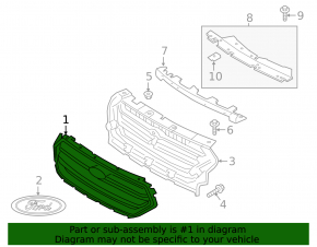Ford Escape MK3 17-19 grille, black with chrome