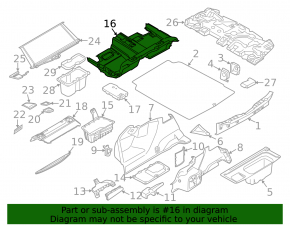Rear floor covering BMW 5 F10 14-16 black, torn, for dry cleaning