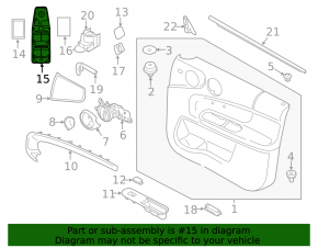Front left window lift control Mini Cooper Countryman R60 10-16 with trim